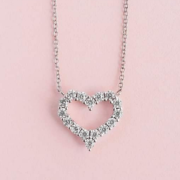 Heart Gemstone Necklace, 925 Sterling Silver Charmed Aroma Love Story - Picture 1 of 5